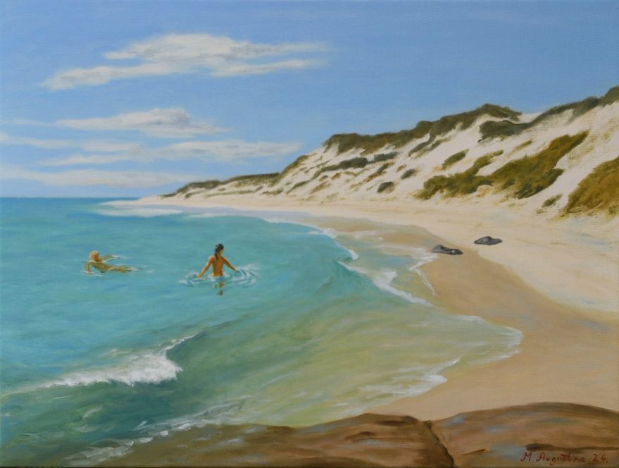 Red Gate back beach 46x61cm $1000